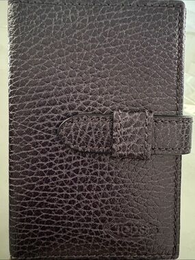 Tod's Black Pebbled Leather Business Card Holder Made in Italy